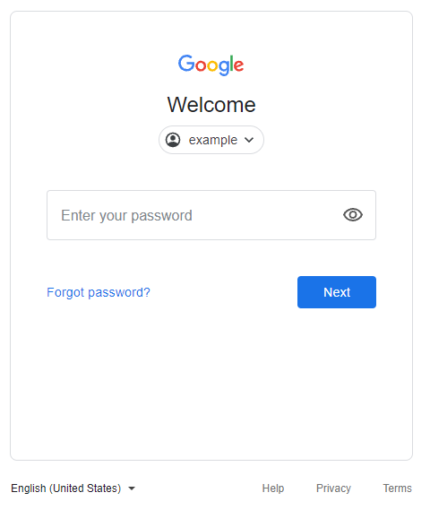 google sign in screen