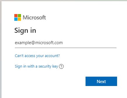 microsoft sign in screen